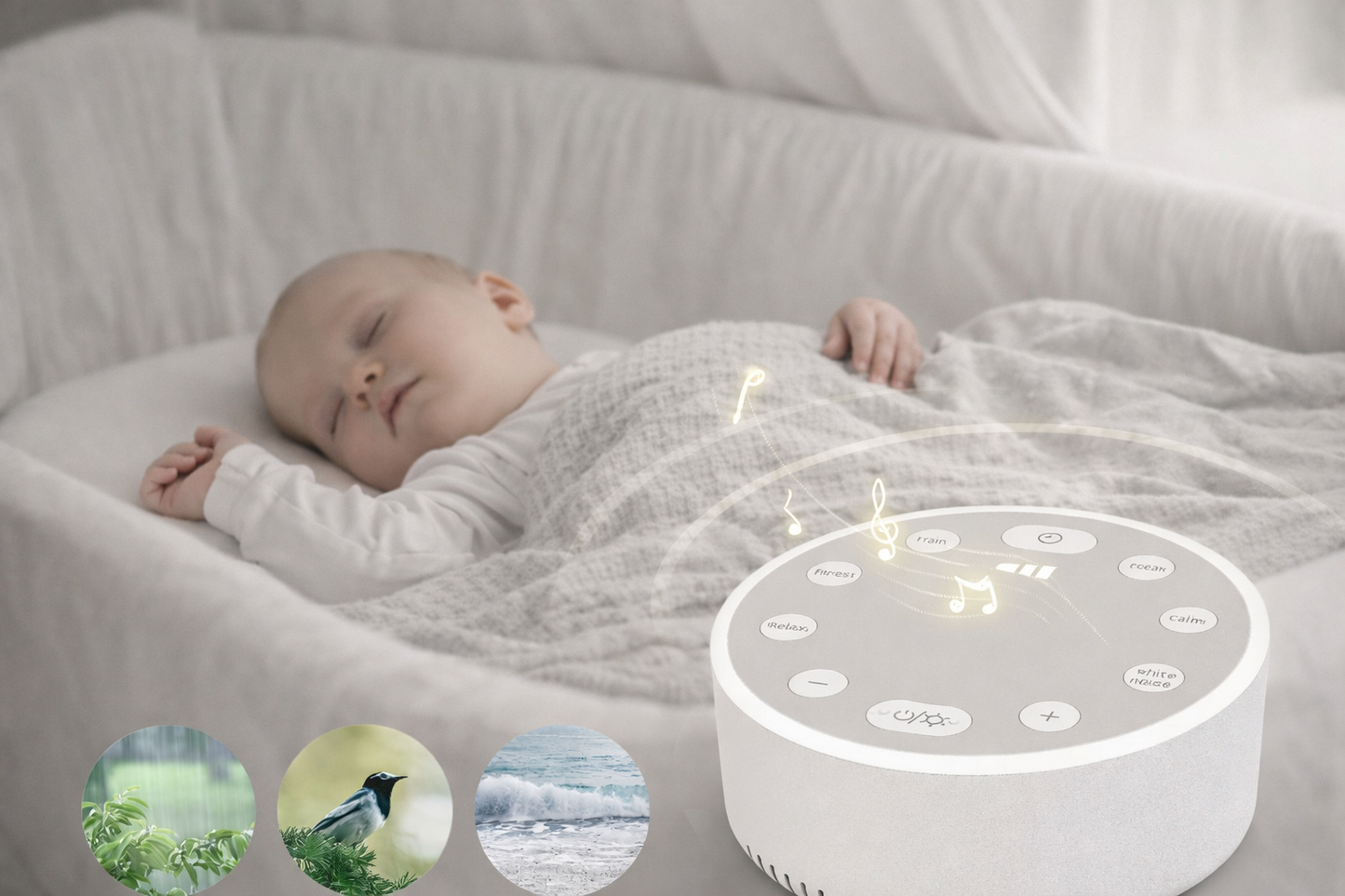 White Noise Sleep Device with Breathing Light – Relax, Unwind & Fall Asleep Faster