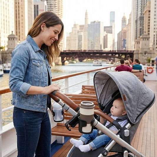 Universal Stroller Cup & Baby Bottle Holder (Adjustable Clamp)