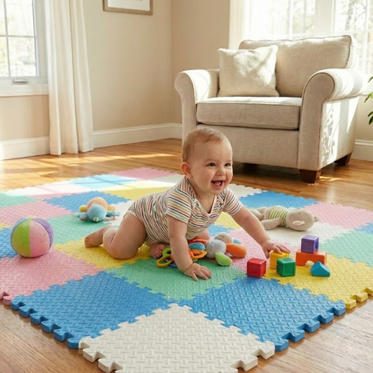 Interlocking Foam Floor Mat Tiles (Thick, Baby Crawling Play Mat)