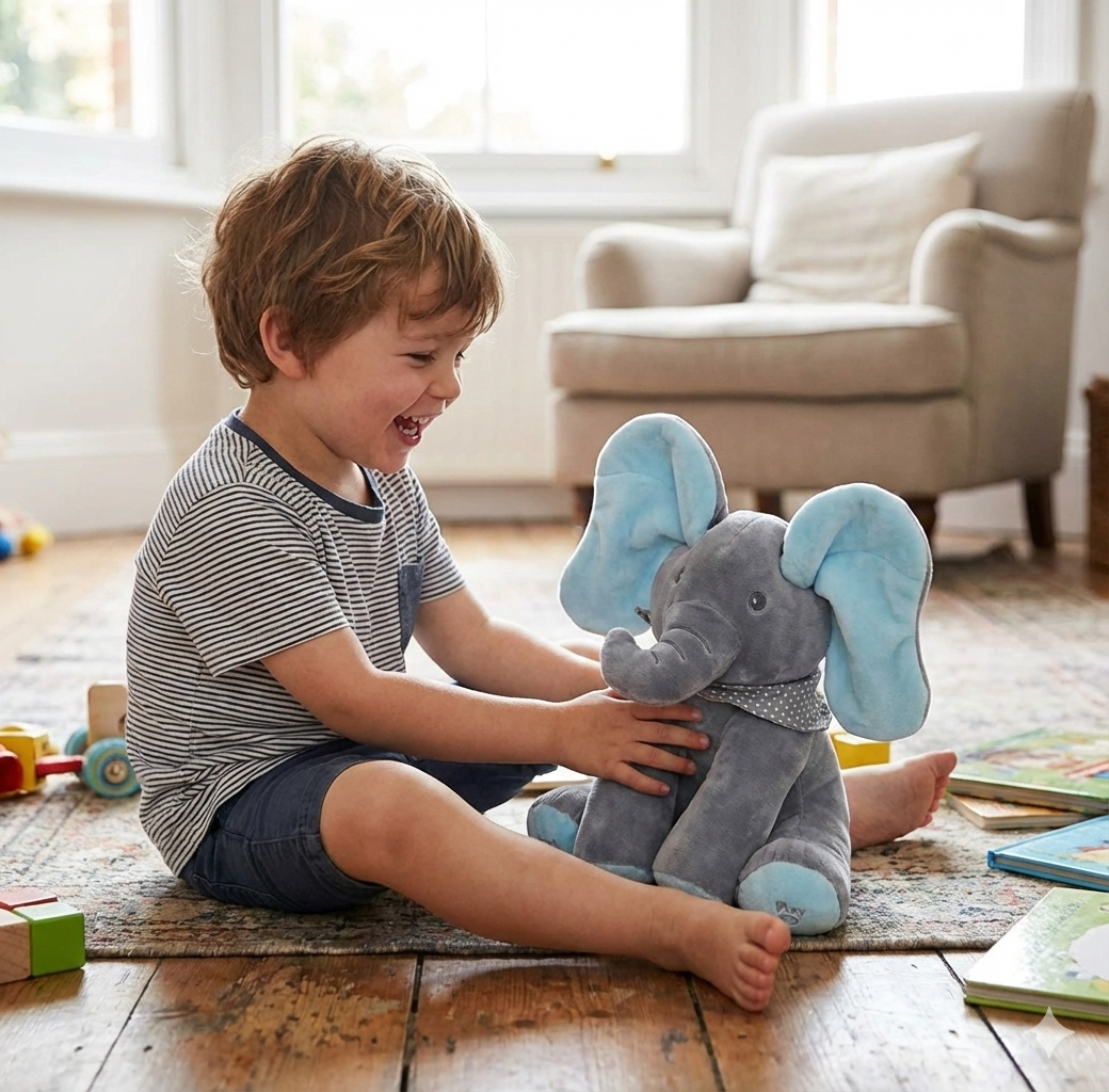 Peek-A-Boo Elephant Plush Toy – Interactive, Musical & Soothing for Babies