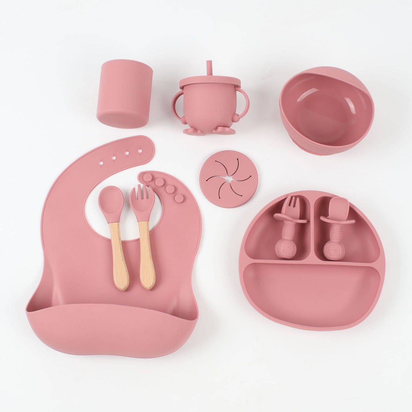 10-Piece Silicone Baby Feeding Set (Plate + Bib + Straw Cup + Utensils)
