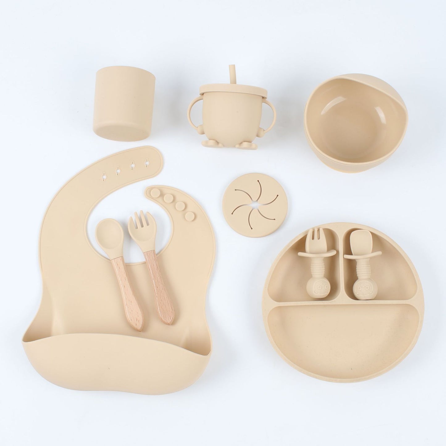 10-Piece Silicone Baby Feeding Set (Plate + Bib + Straw Cup + Utensils)