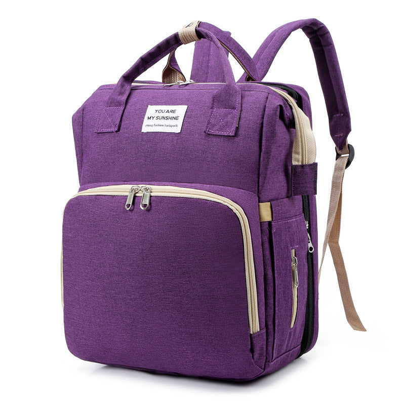 Foldable Diaper Backpack with Portable Baby Bed