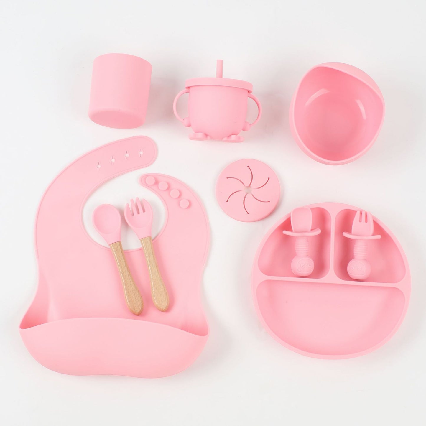 10-Piece Silicone Baby Feeding Set (Plate + Bib + Straw Cup + Utensils)